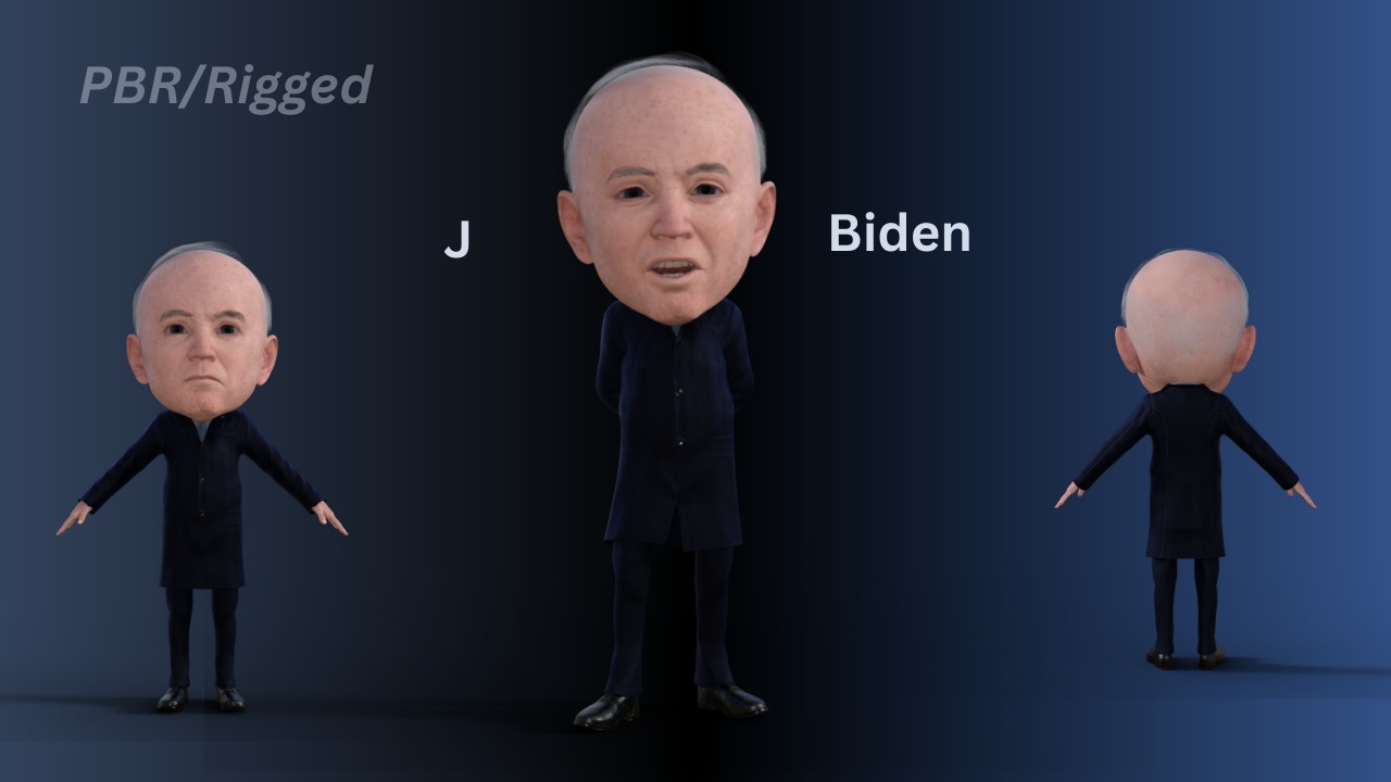 Joe Biden Bubble head Rigged Low-poly 3D model_3