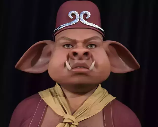 Pigsy From monkey king Wukong rigged Low-poly 3D model