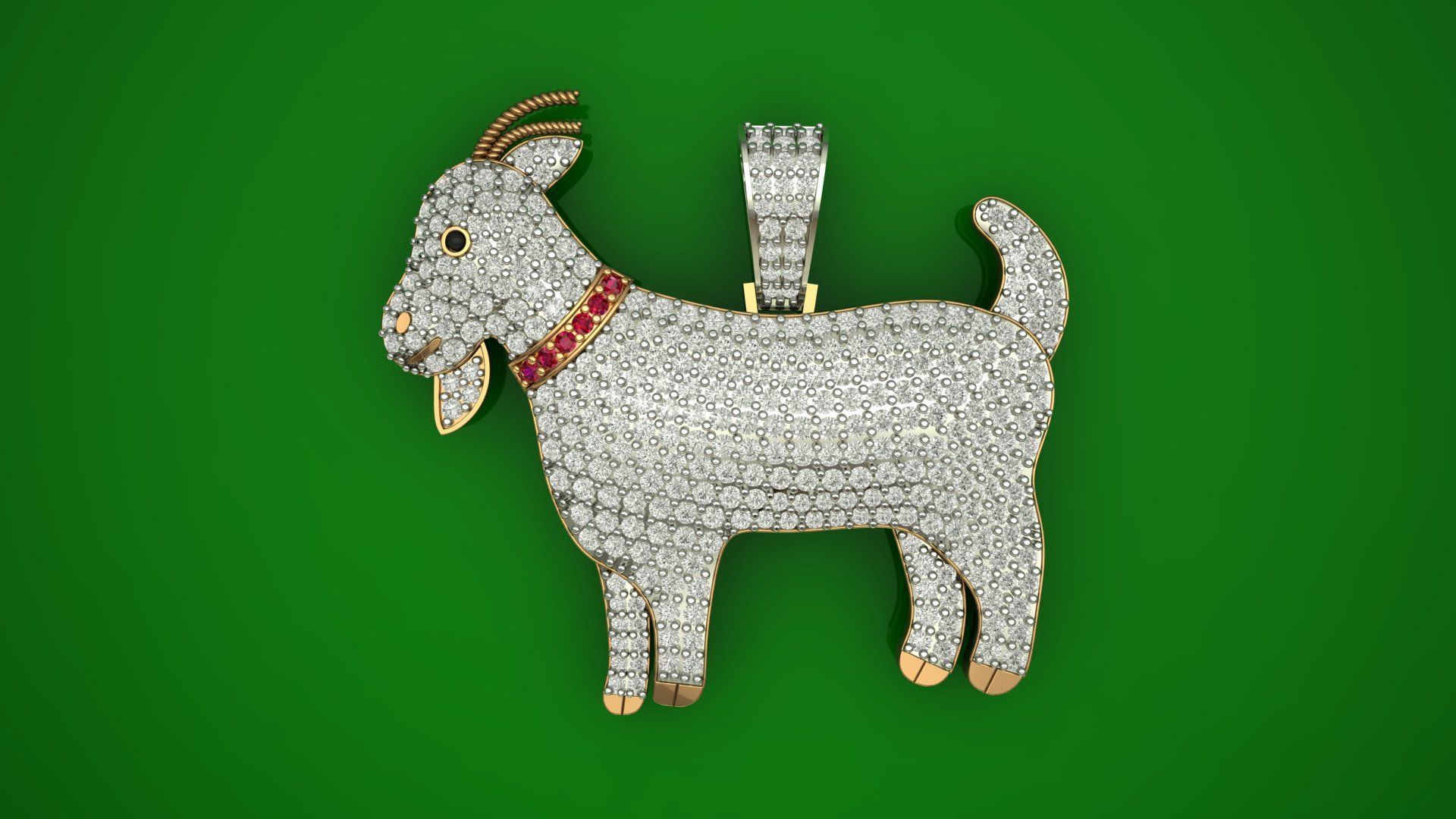 Goat Diamond Pendant 3D print model 3D print model_3