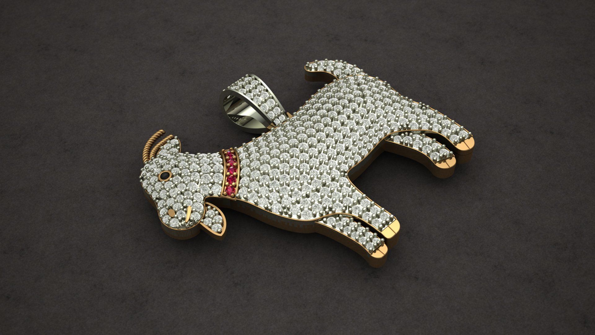 Goat Diamond Pendant 3D print model 3D print model_6