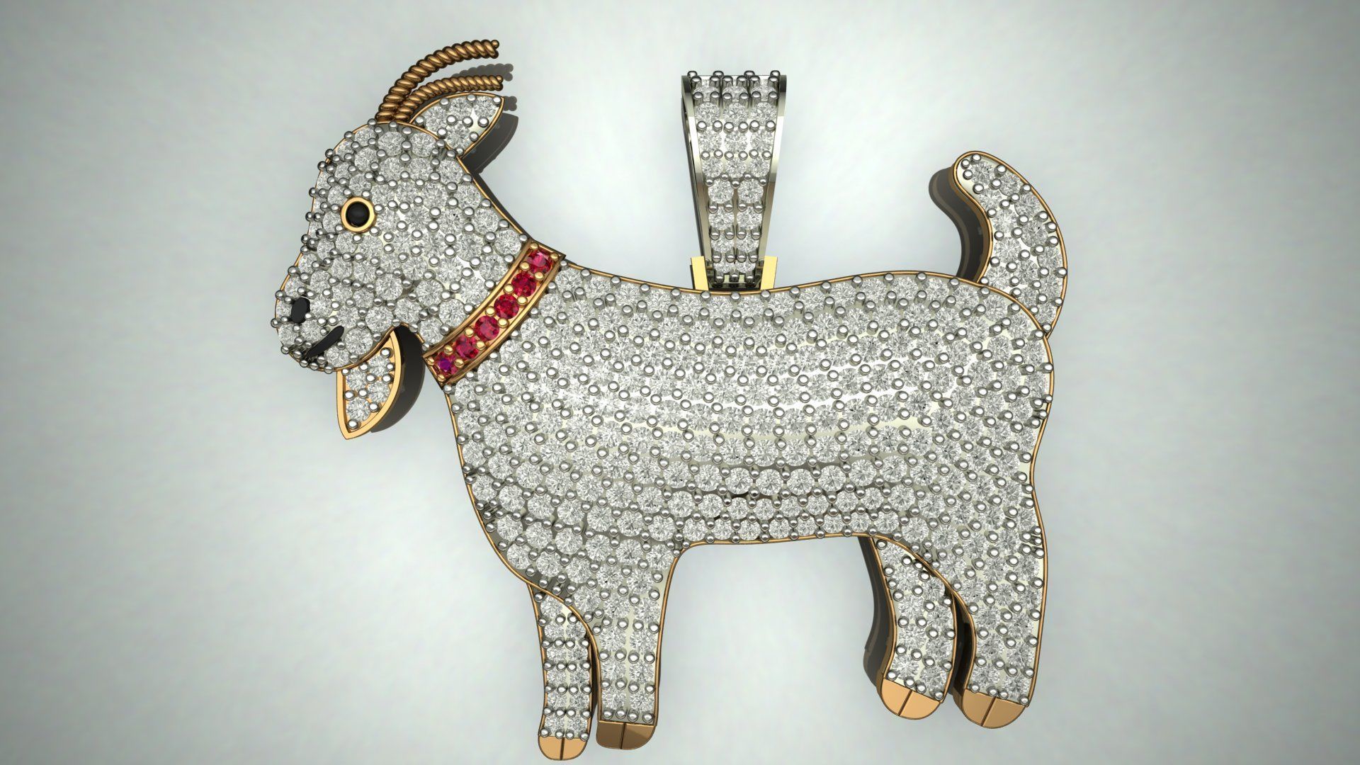 Goat Diamond Pendant 3D print model 3D print model_1