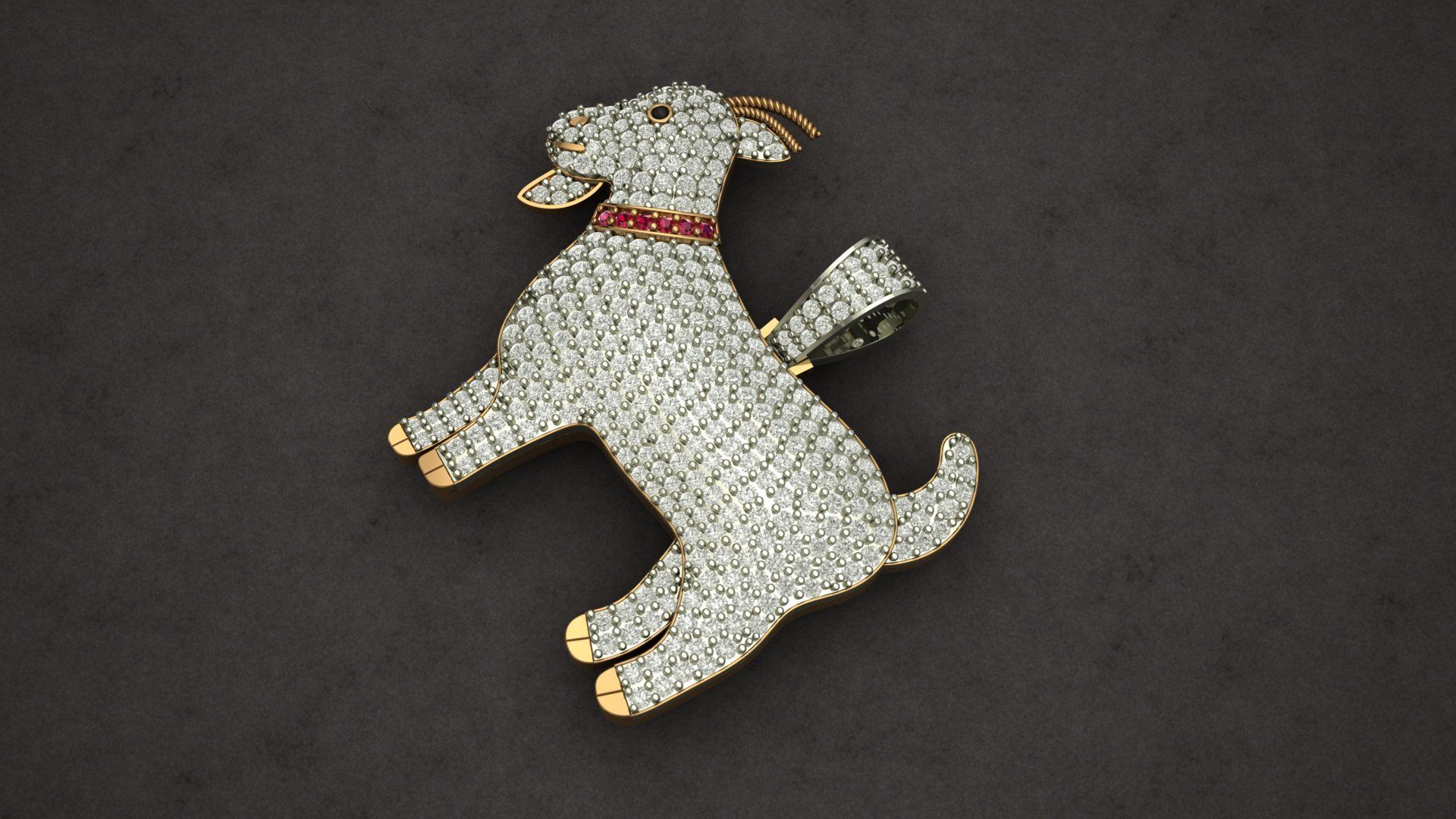 Goat Diamond Pendant 3D print model 3D print model_7