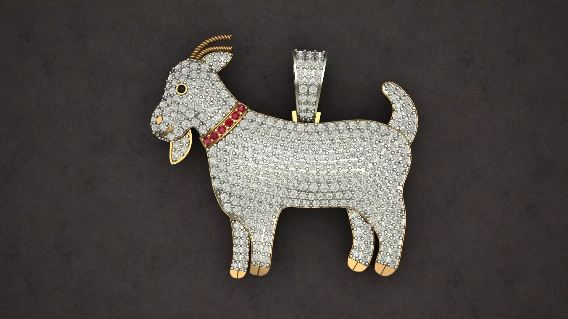 Goat Diamond Pendant 3D print model 3D print model_0