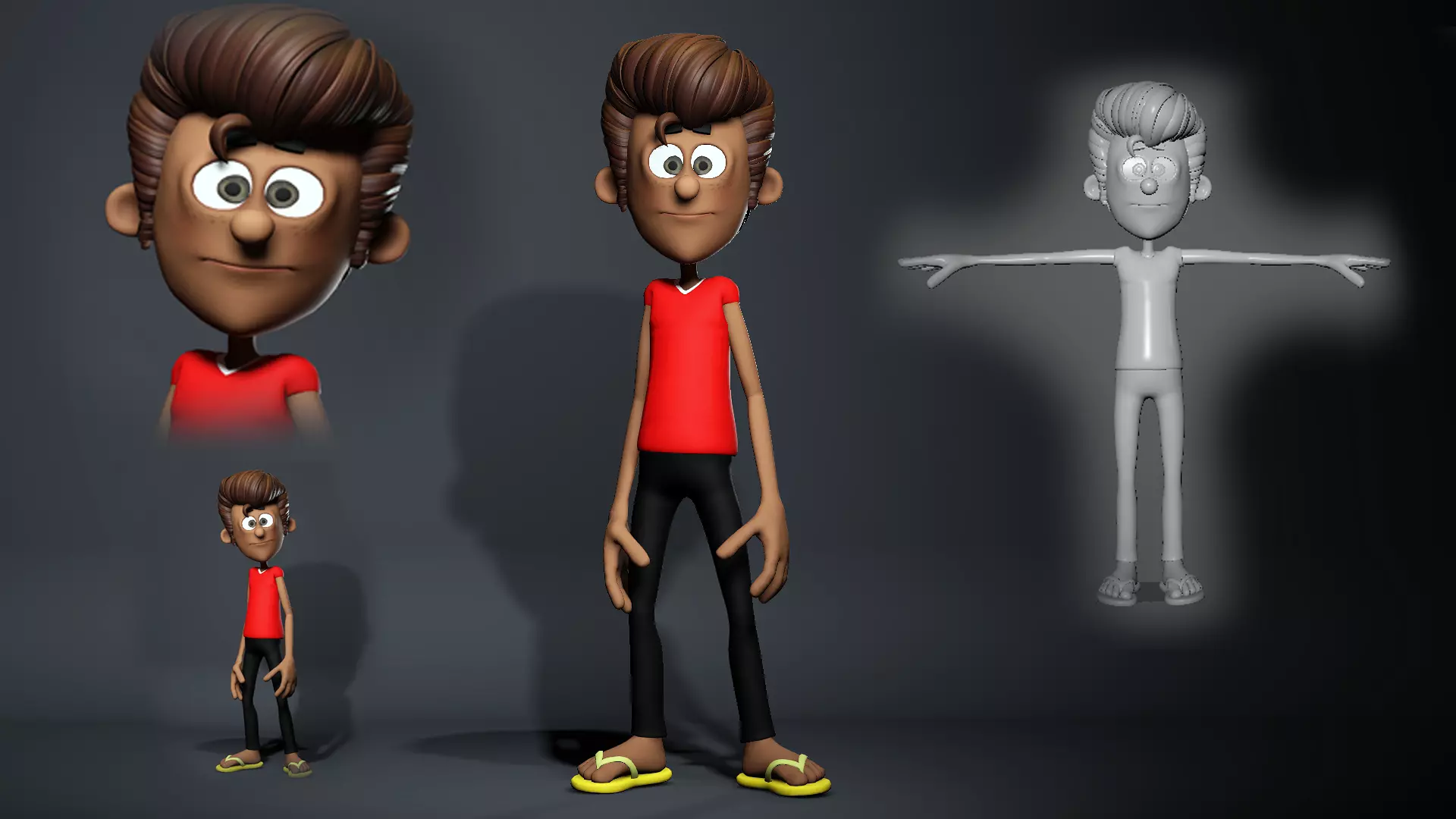 Funny Cartoon character base mesh Low-poly 3D model Low-poly 3D model_0