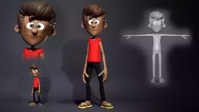 Funny Cartoon character  base mesh Low-poly 3D model