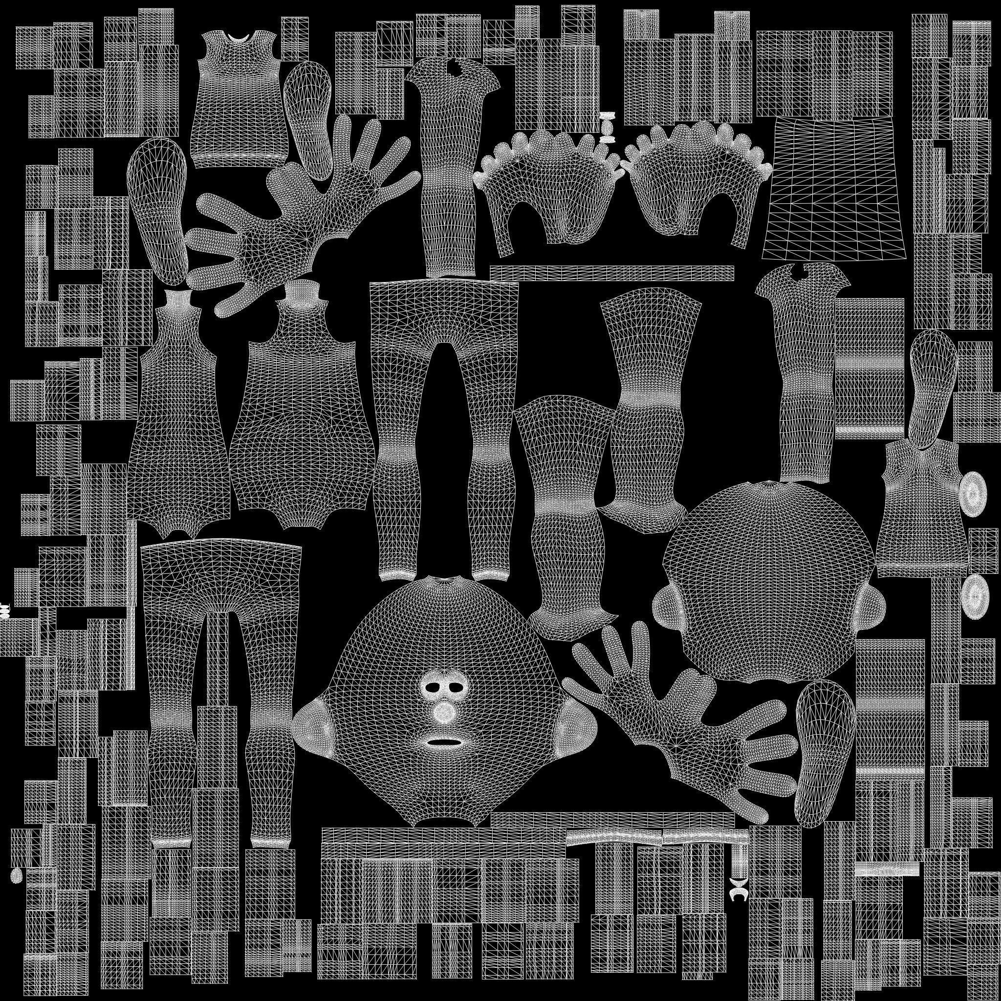 Funny Cartoon character base mesh Low-poly 3D model Low-poly 3D model_12