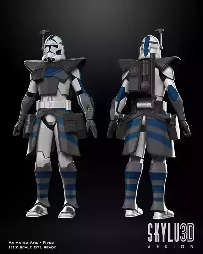 Animated Arc Fives Armor with Head Sculpt One12 Scale Files 3D print model
