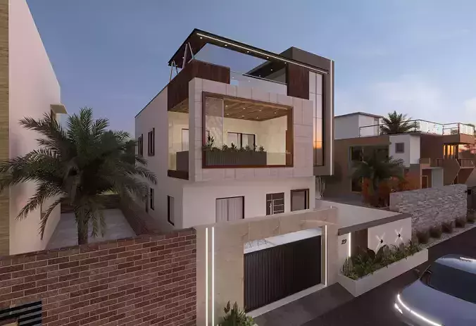 Modern Facade Design with Clean Lines and Elegant Details 3D model