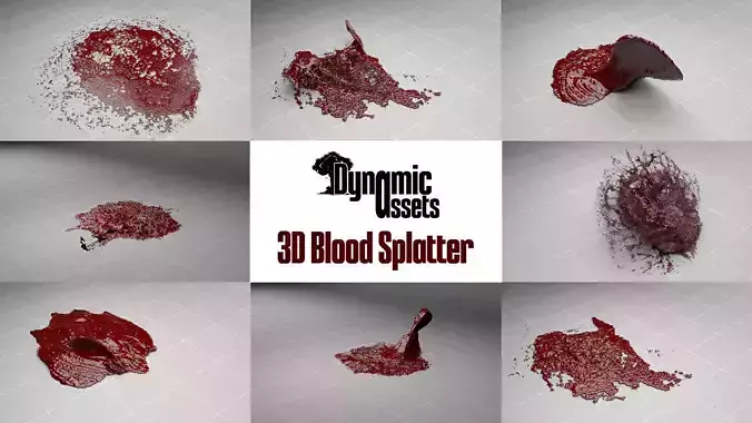Hyper Realistic 3D Animated Blood Splatter Version 02 3D model