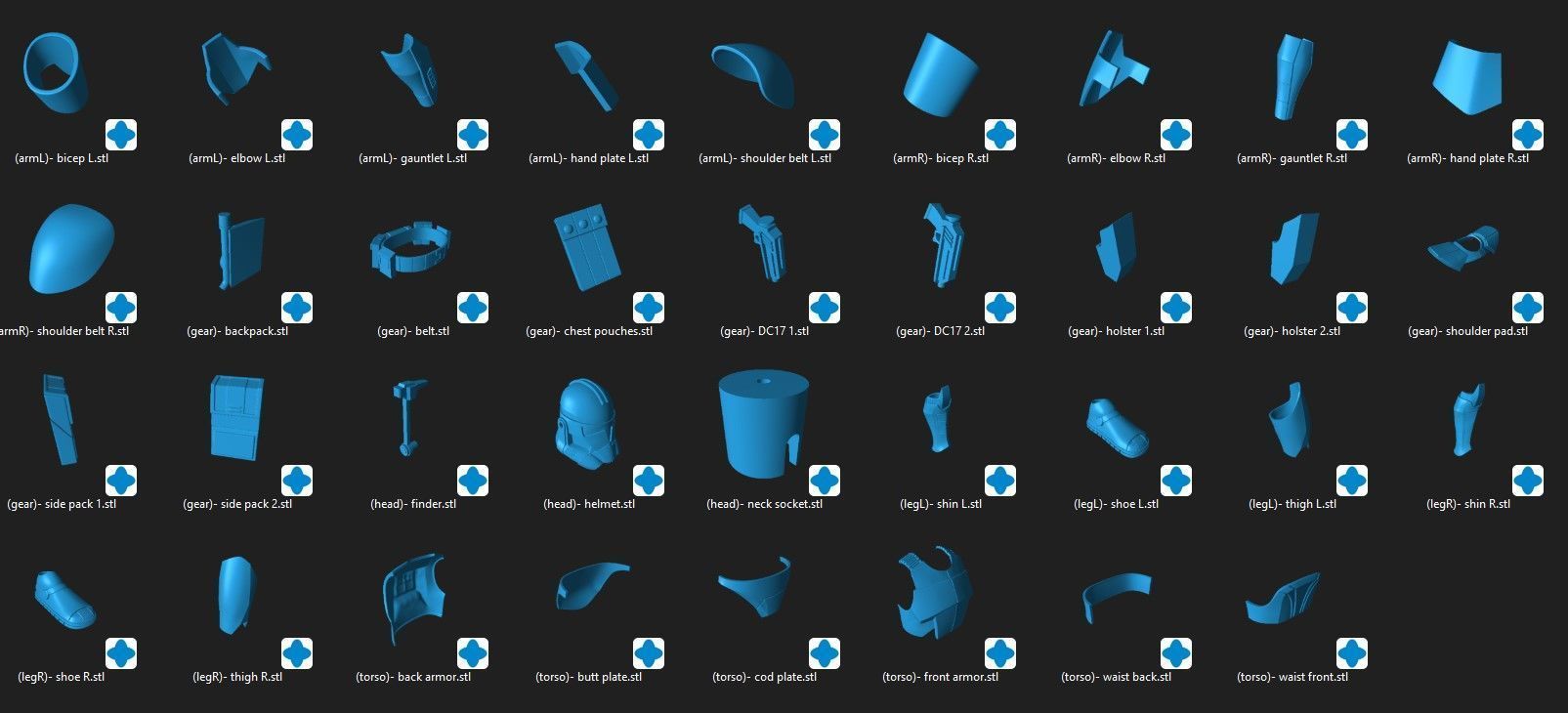 Animated Arc Fives One6 Scale Armor 3d Print files 3D print model_2