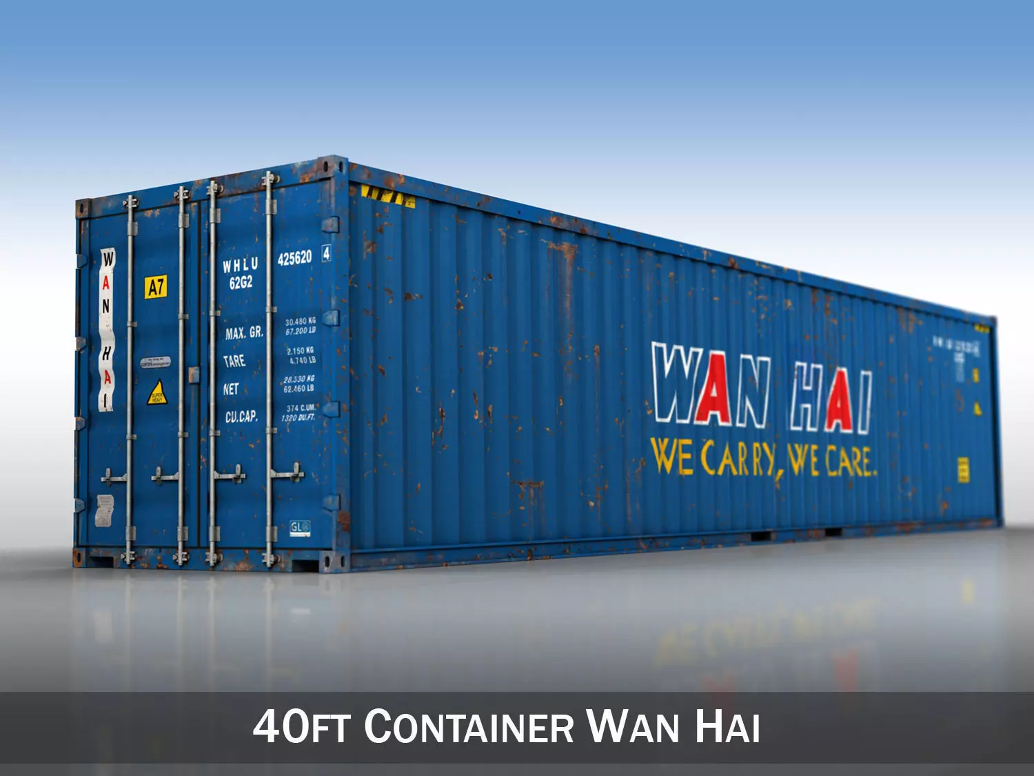 40ft Shipping Container - Wan Hai 3D model_0