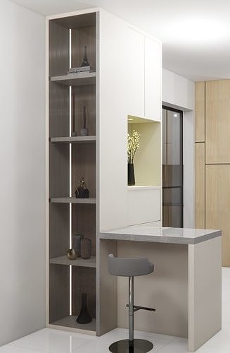 Modern Bar Counter Combine with Display Cabinet 3D model