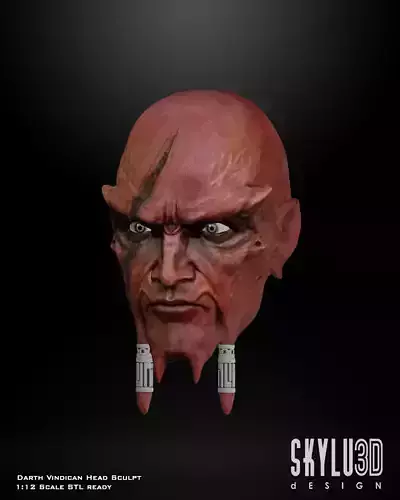 Darth Vindican One12 Scale Head for 3d printing 