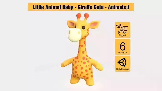 Little animal baby - Giraffe cute - Animated 3d Low-poly 3D model