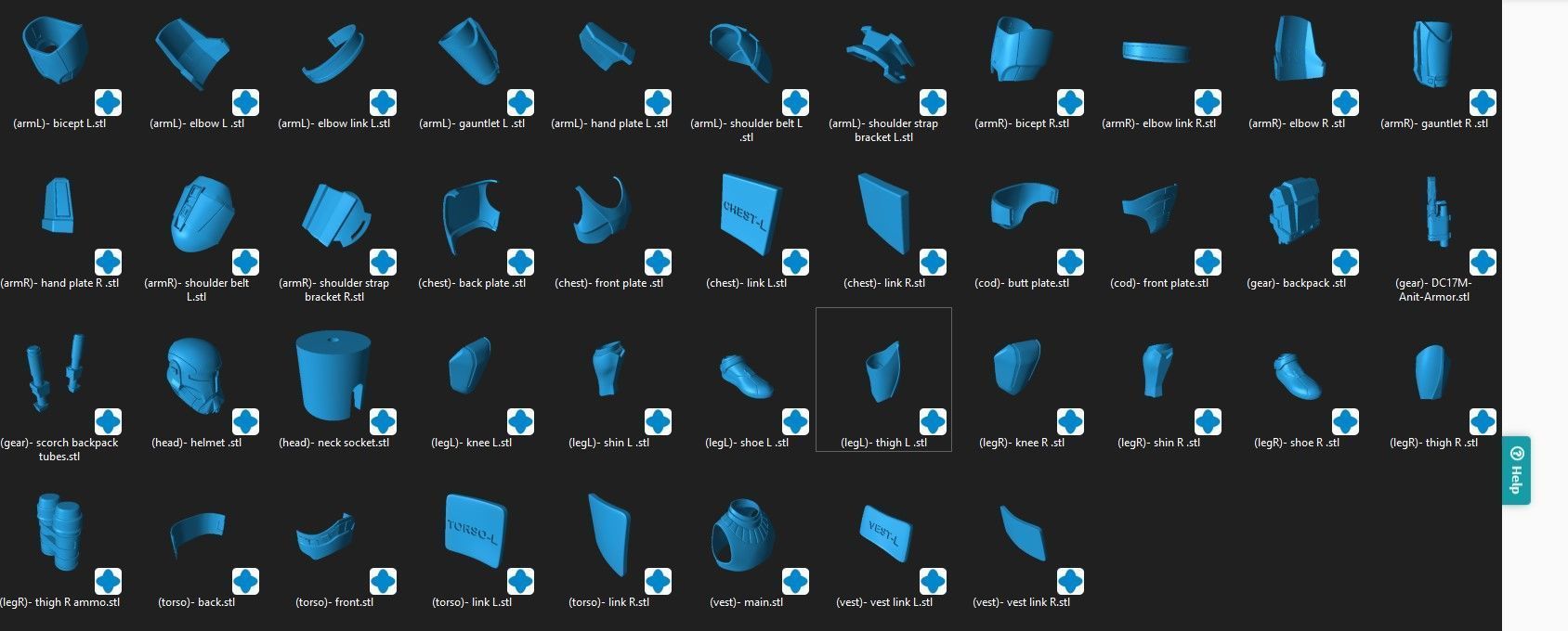 RC-1262 Scorch One6 Scale fit narrow body figure armor files 3D print model_2