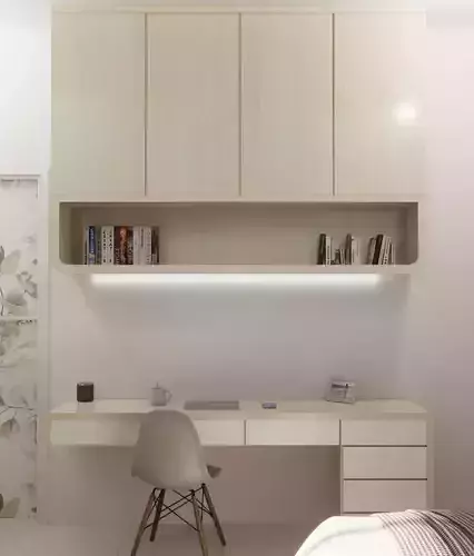 Desk and Wall Mounted Bookshelf