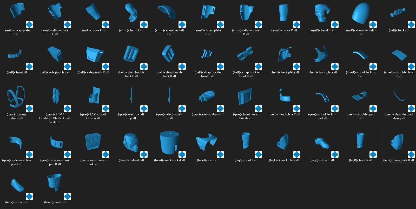 Scout Commander One6 Scale fit narrow shoulder body Armor Files 3D print model_1