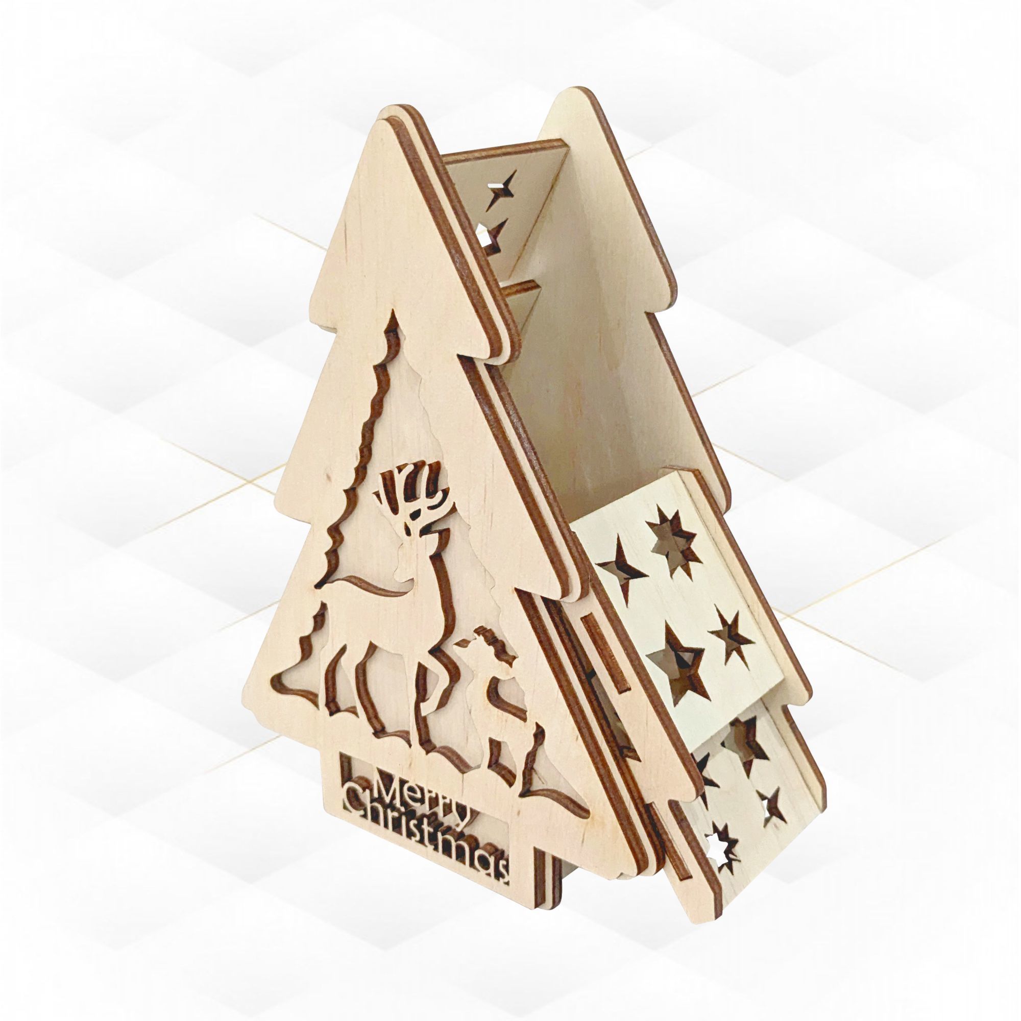 Christmas Tree Box laser cutting design 3D print model_1