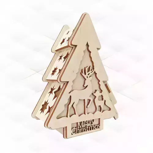 Christmas Tree Box laser cutting design 3D print model