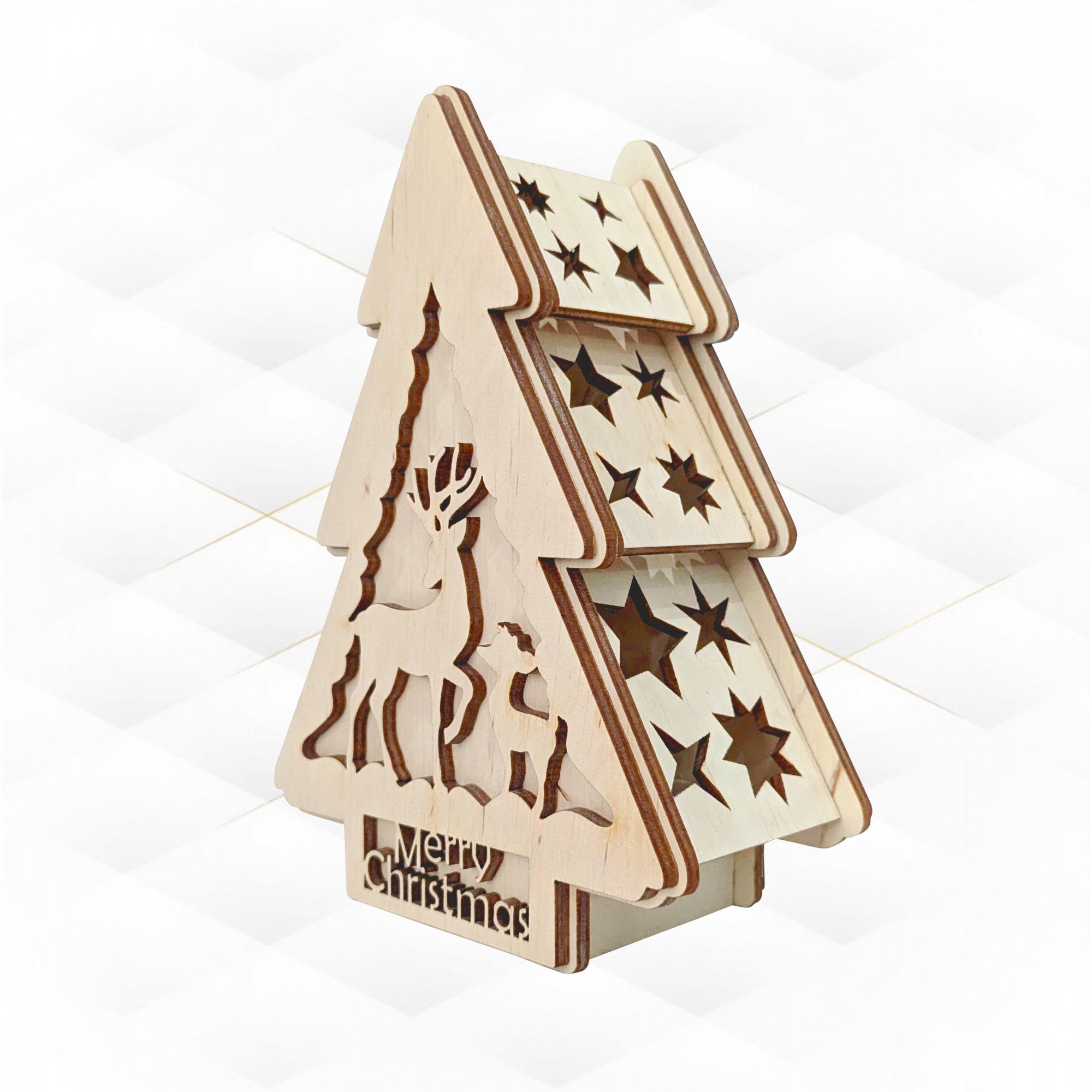 Christmas Tree Box laser cutting design 3D print model_2