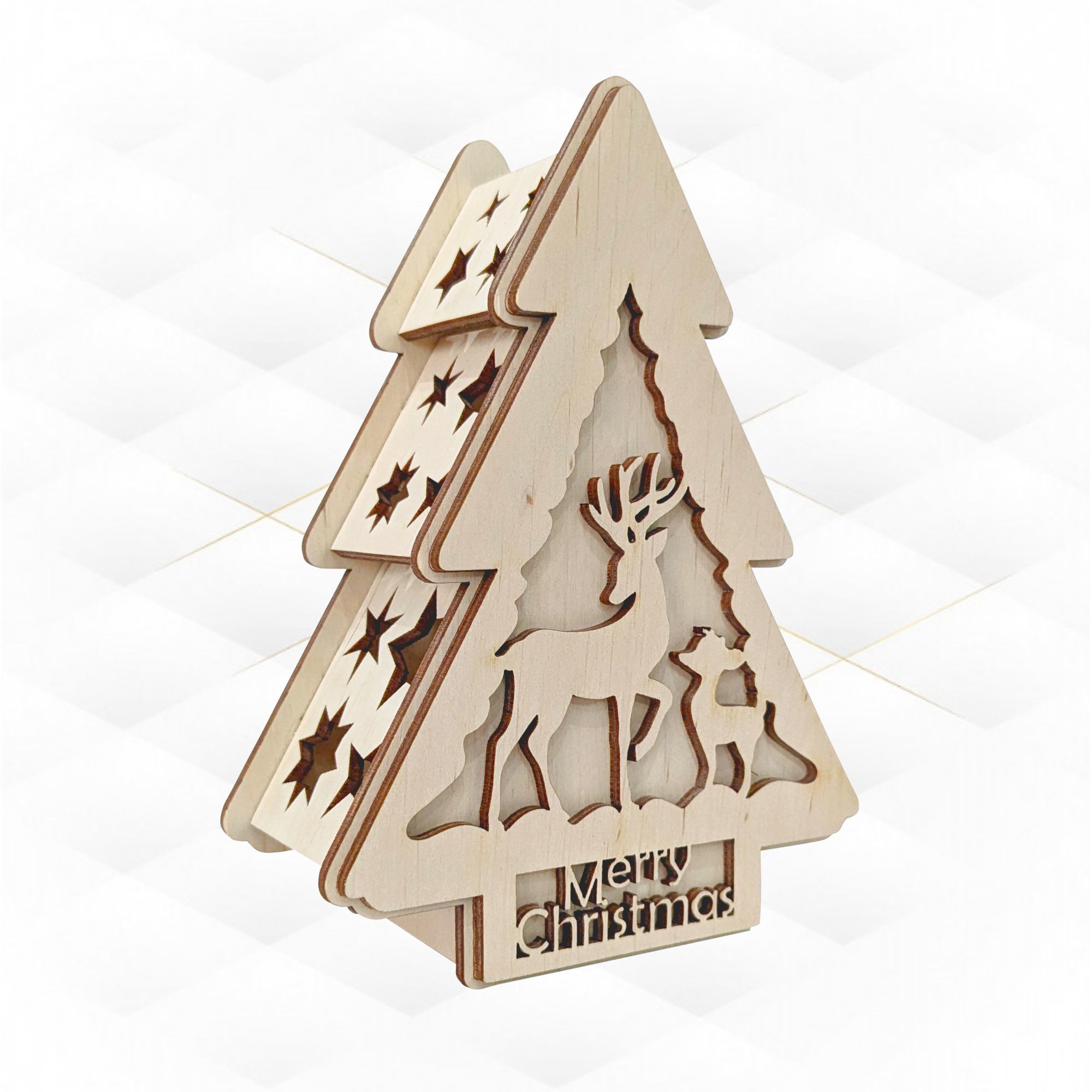 Christmas Tree Box laser cutting design 3D print model_3