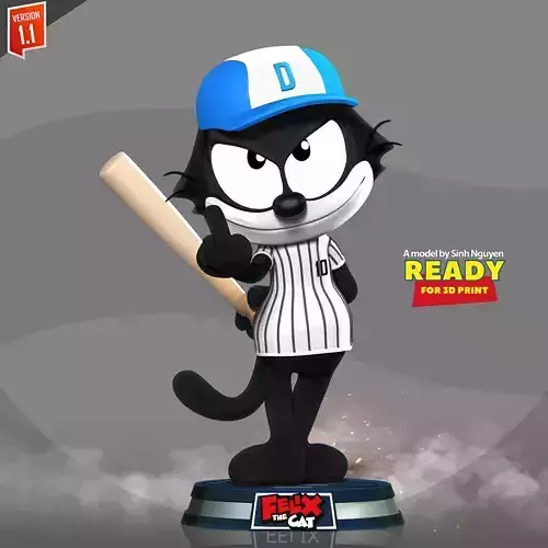 Felix the cat - baseball 3D print model
