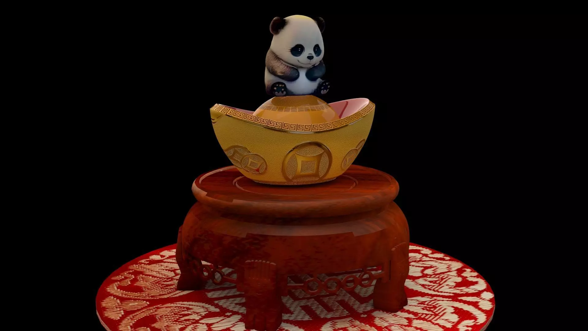 Chinese baby panda figure 3D model