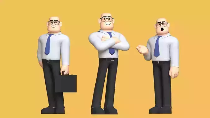 Man Cartoon Character Low-poly 3D model