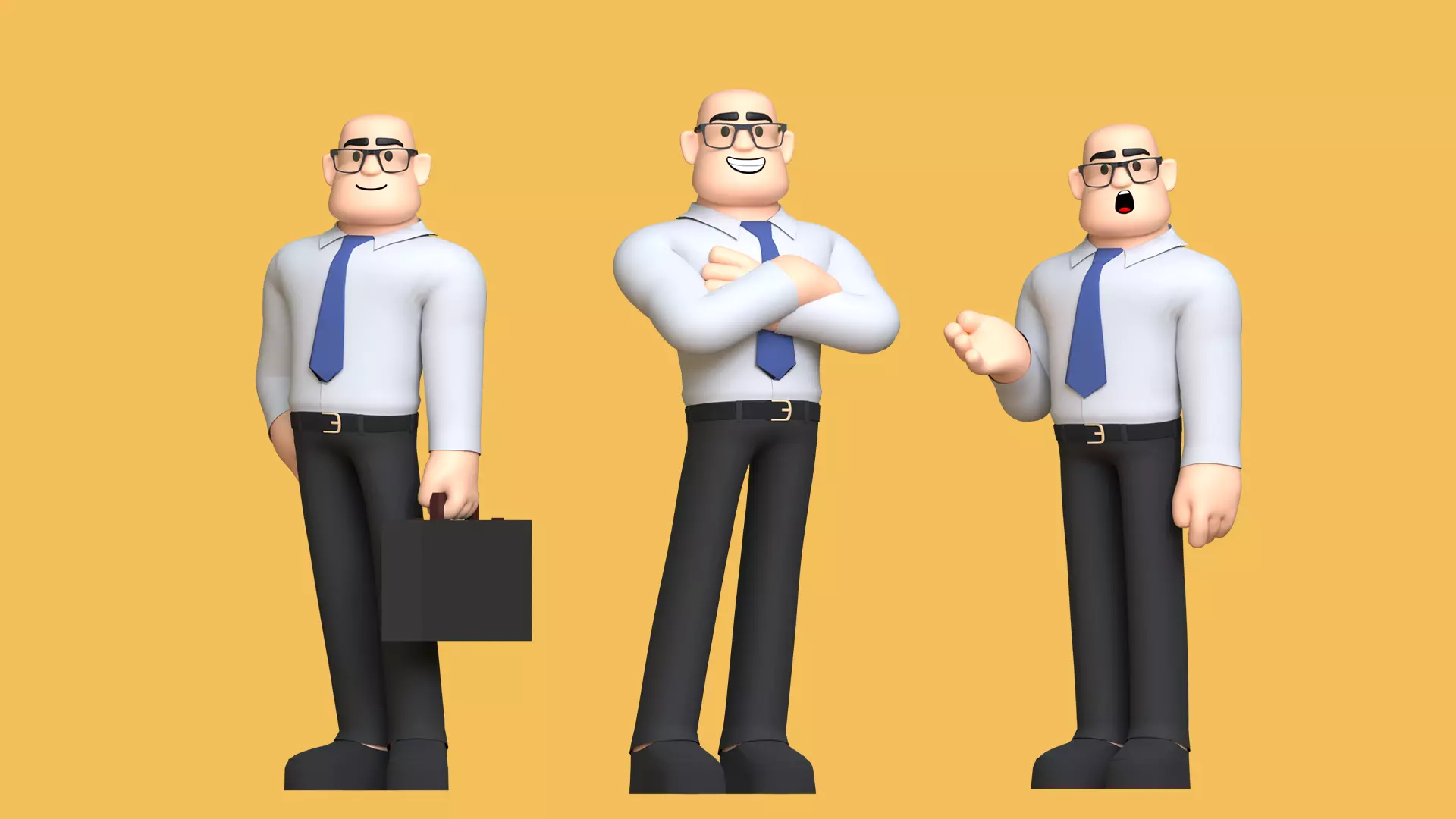 Man Cartoon Character Low-poly 3D model_0