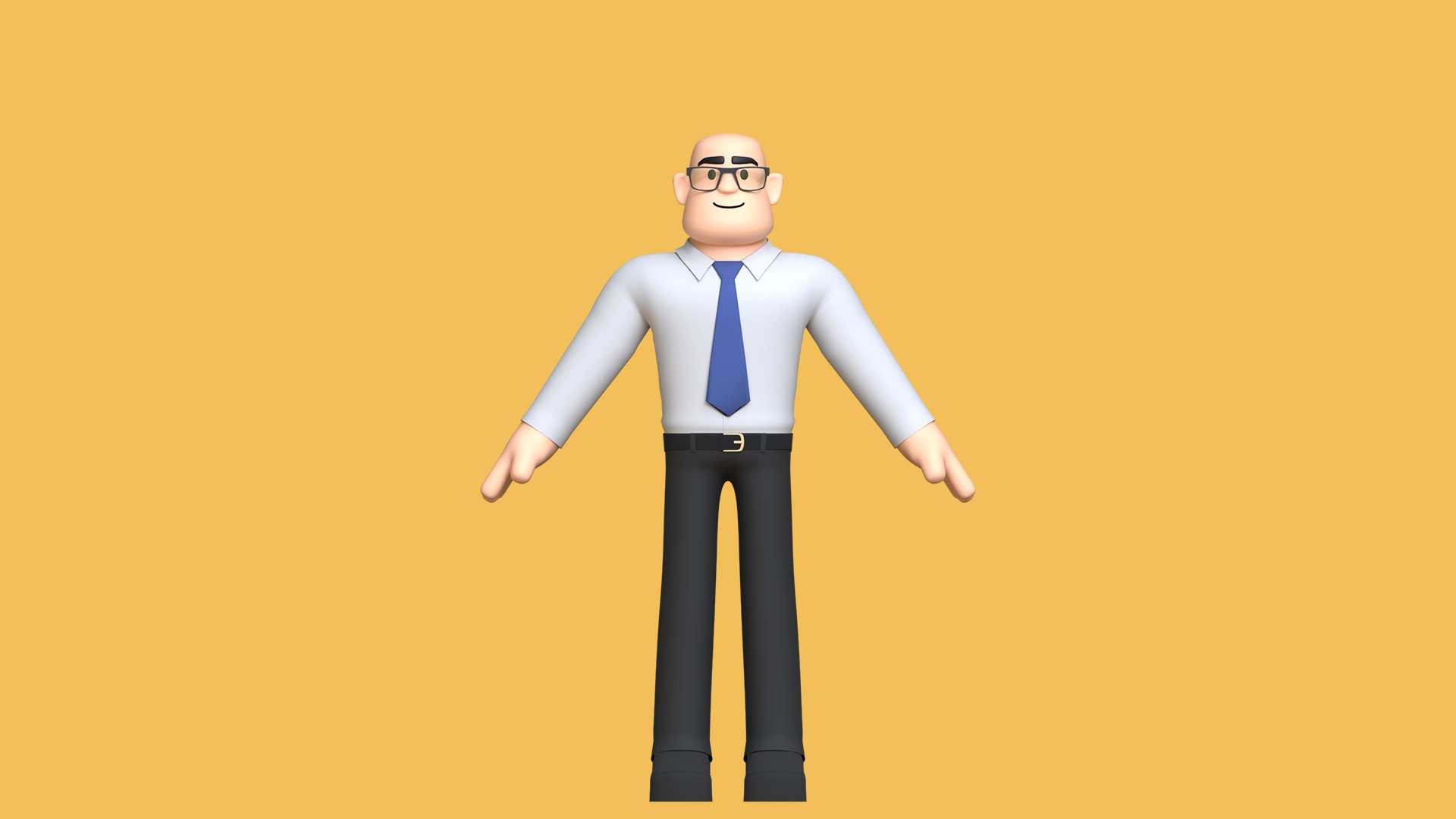 Man Cartoon Character Low-poly 3D model_10