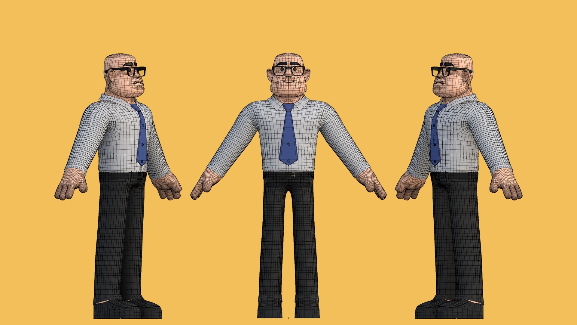 Man Cartoon Character Low-poly 3D model_9