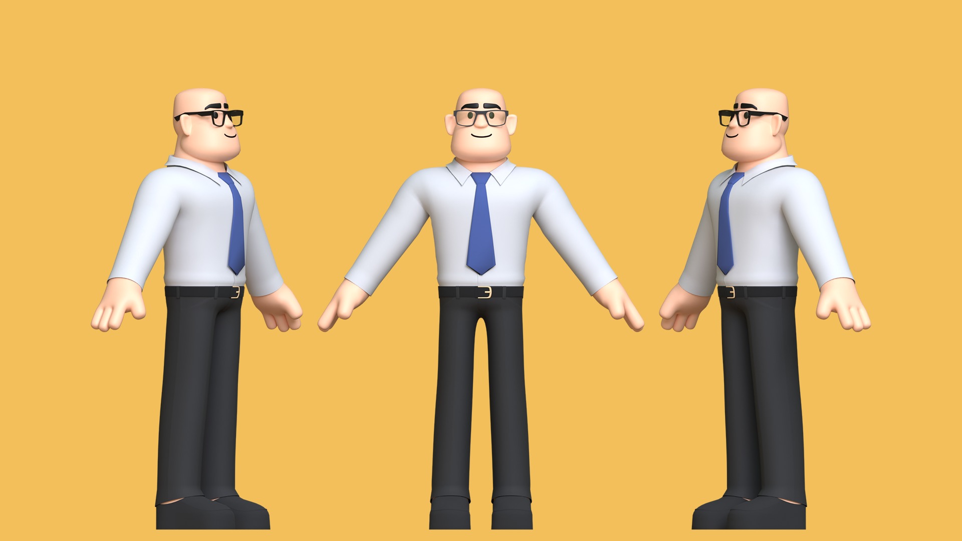 Man Cartoon Character Low-poly 3D model_5