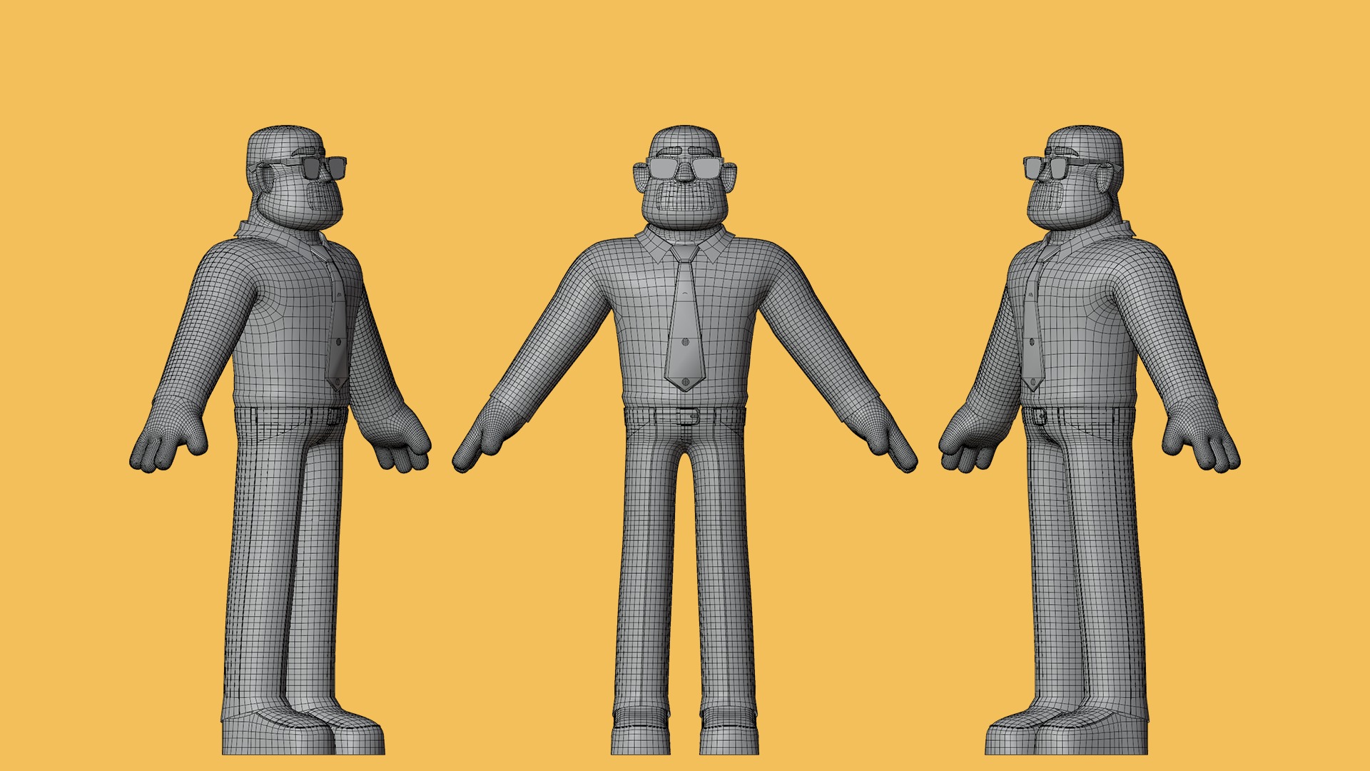 Man Cartoon Character Low-poly 3D model_8