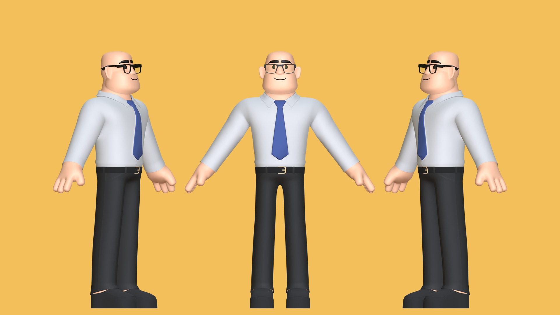 Man Cartoon Character Low-poly 3D model_6