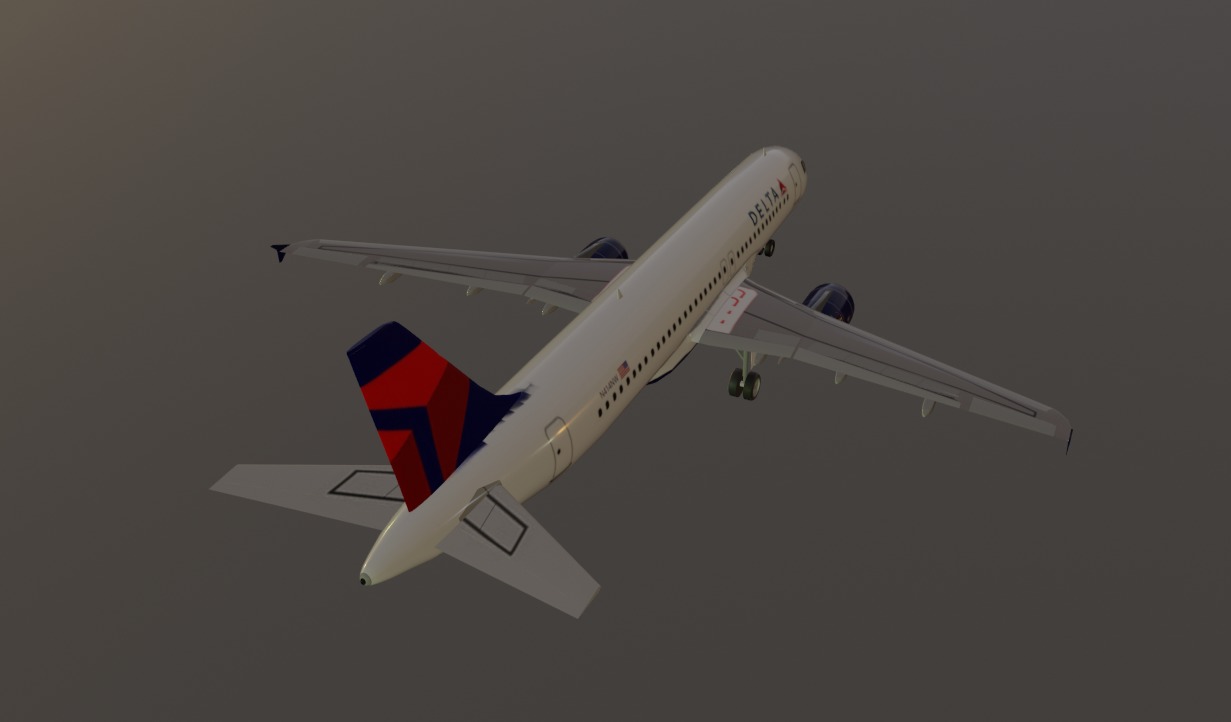 Delta airlines airbus a320-214 low poly 3D Model Low-poly 3D model_6
