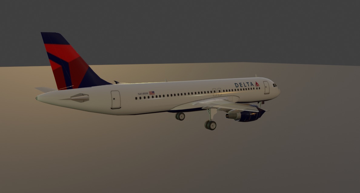Delta airlines airbus a320-214 low poly 3D Model Low-poly 3D model_7