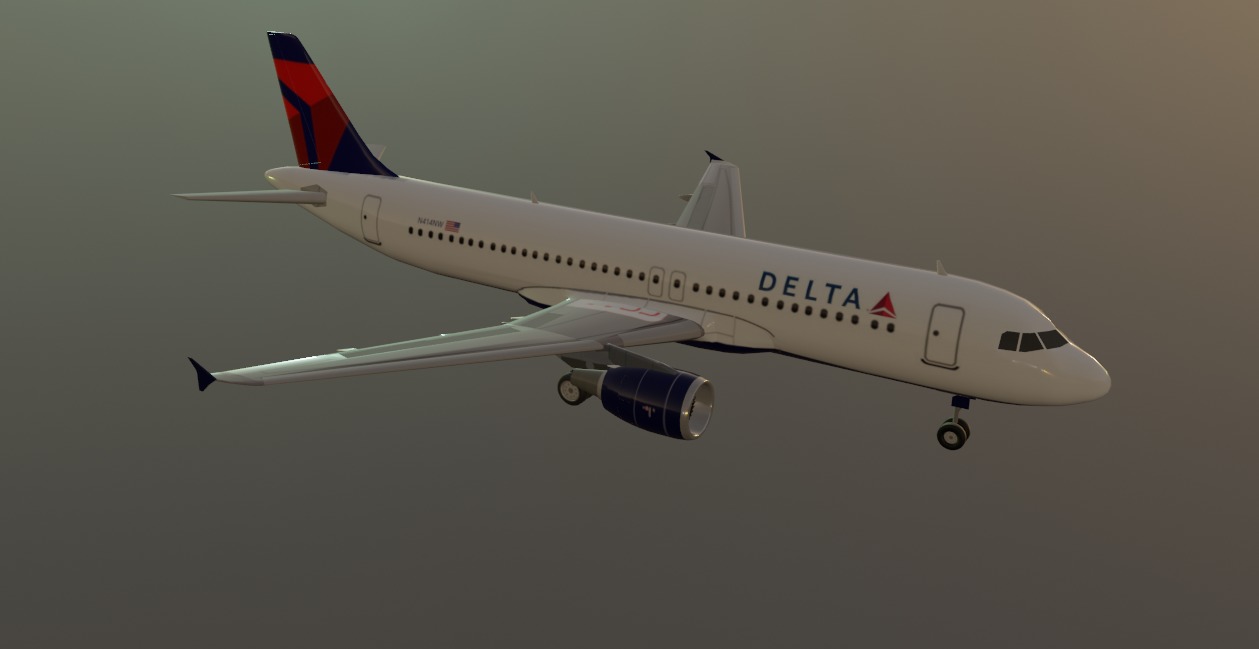 Delta airlines airbus a320-214 low poly 3D Model Low-poly 3D model_9