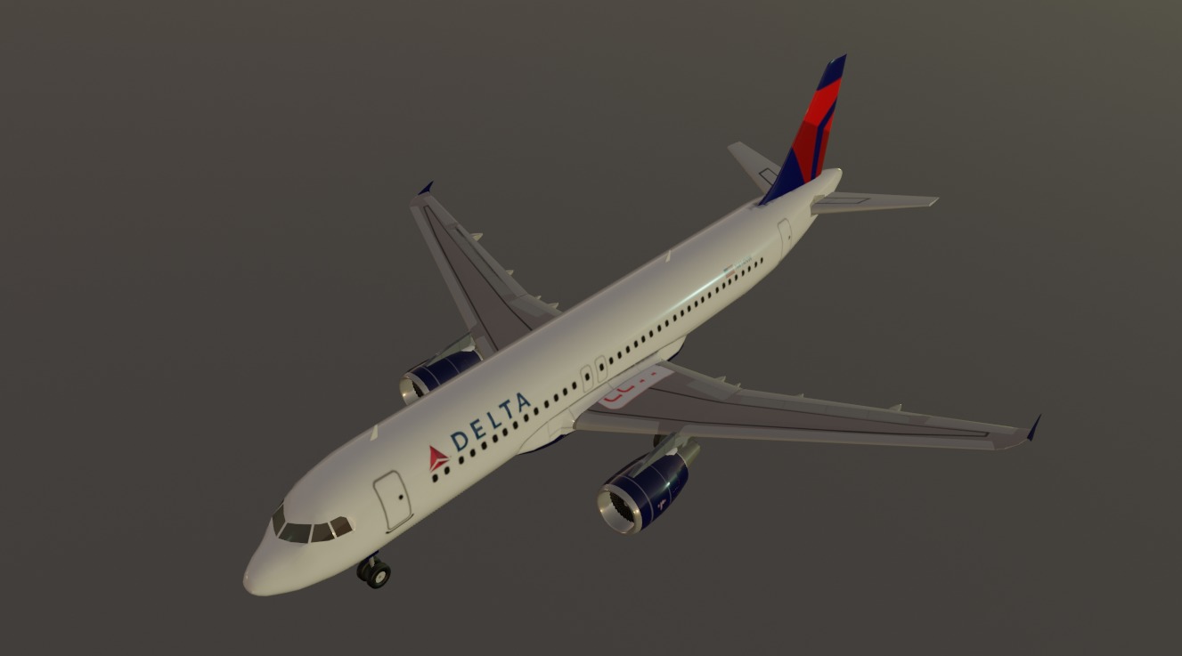Delta airlines airbus a320-214 low poly 3D Model Low-poly 3D model_11