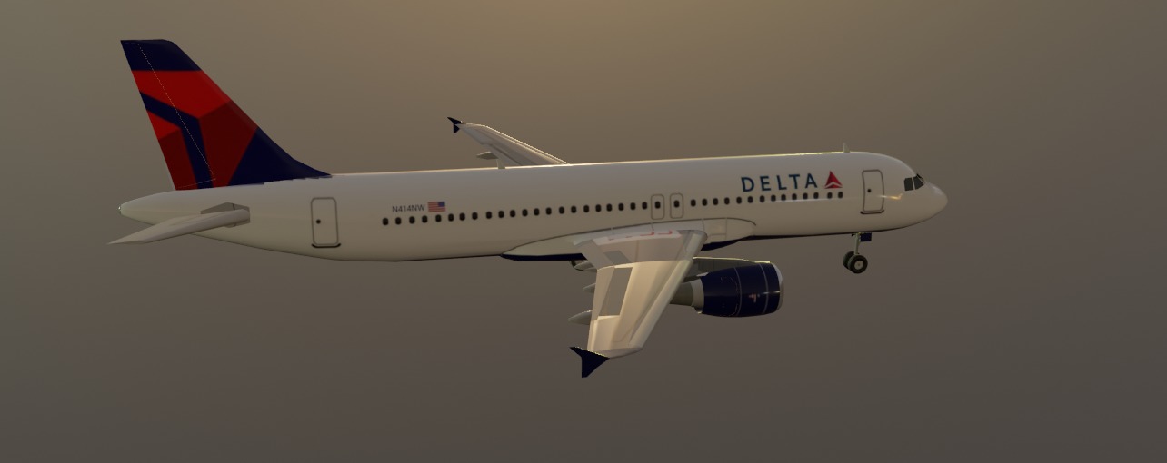 Delta airlines airbus a320-214 low poly 3D Model Low-poly 3D model_8