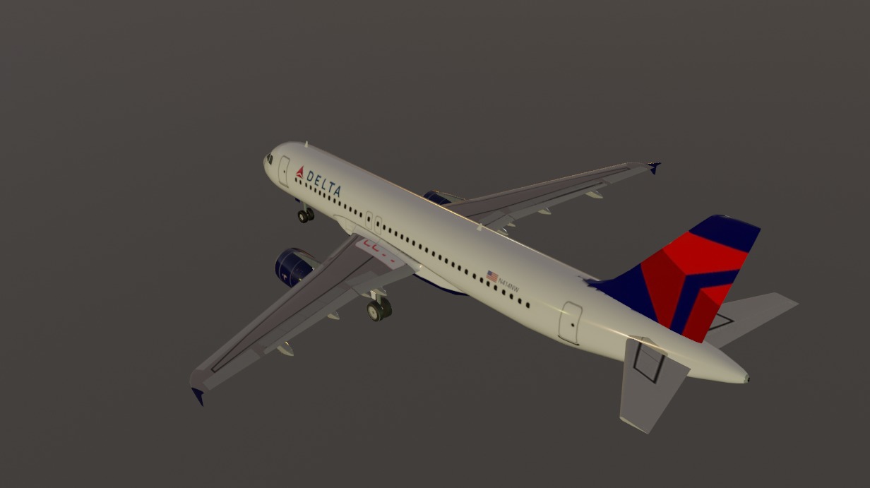 Delta airlines airbus a320-214 low poly 3D Model Low-poly 3D model_4
