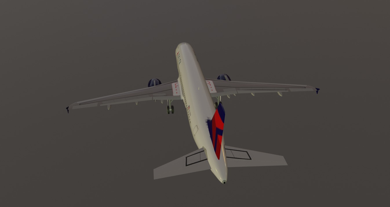 Delta airlines airbus a320-214 low poly 3D Model Low-poly 3D model_5