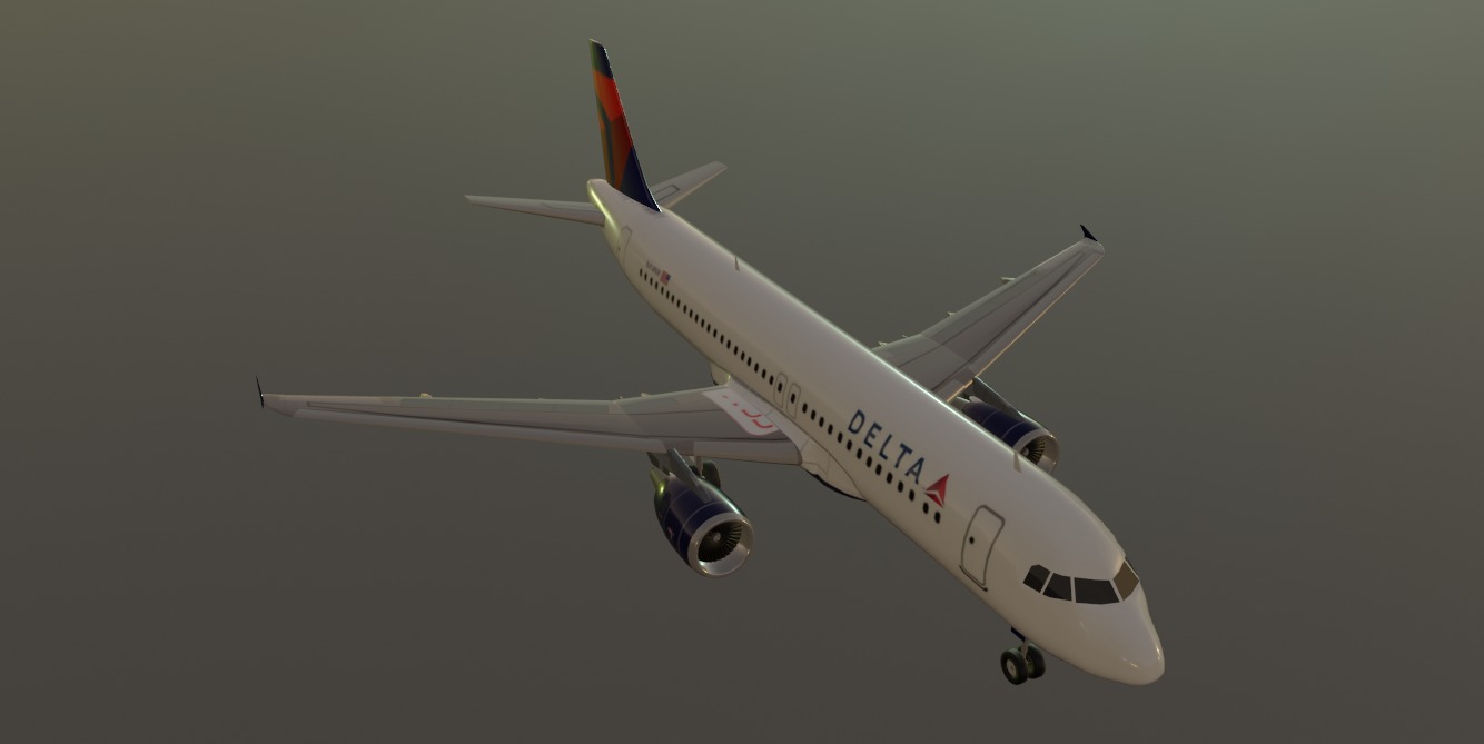 Delta airlines airbus a320-214 low poly 3D Model Low-poly 3D model_10