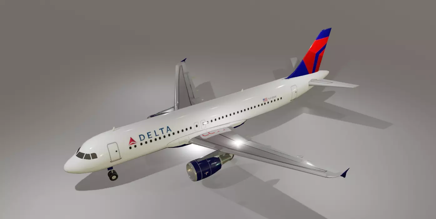 Delta airlines airbus a320-214 low poly 3D Model Low-poly 3D model_0