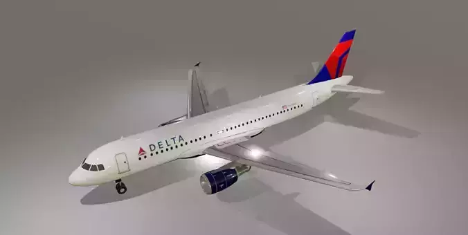 Delta airlines airbus a320-214 low poly 3D Model  Low-poly 3D model