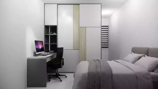 Wardrobe Combined with Study Desk and Bookshelf