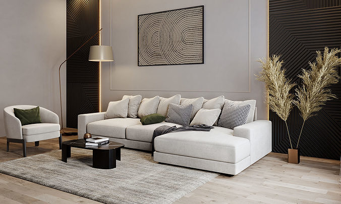 interior living room scene 49 3D model 2