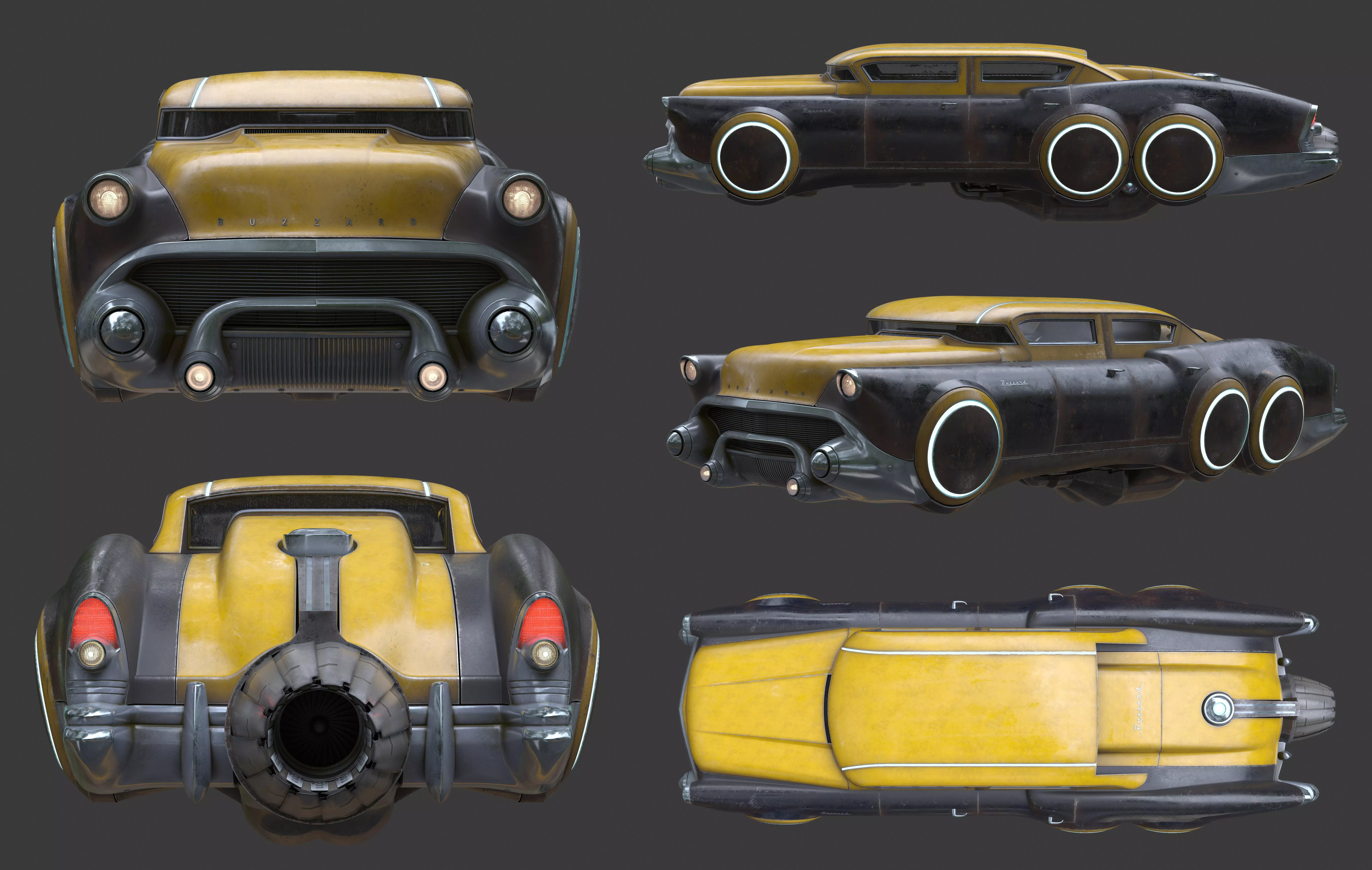 Futuristic flying car 7 3D model_0