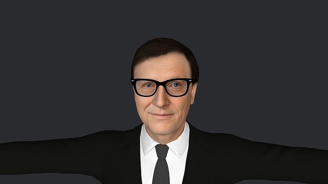 Bill Gates Hyper Realistic Full Body Fully Rigged 3D Character Low-poly 3D model