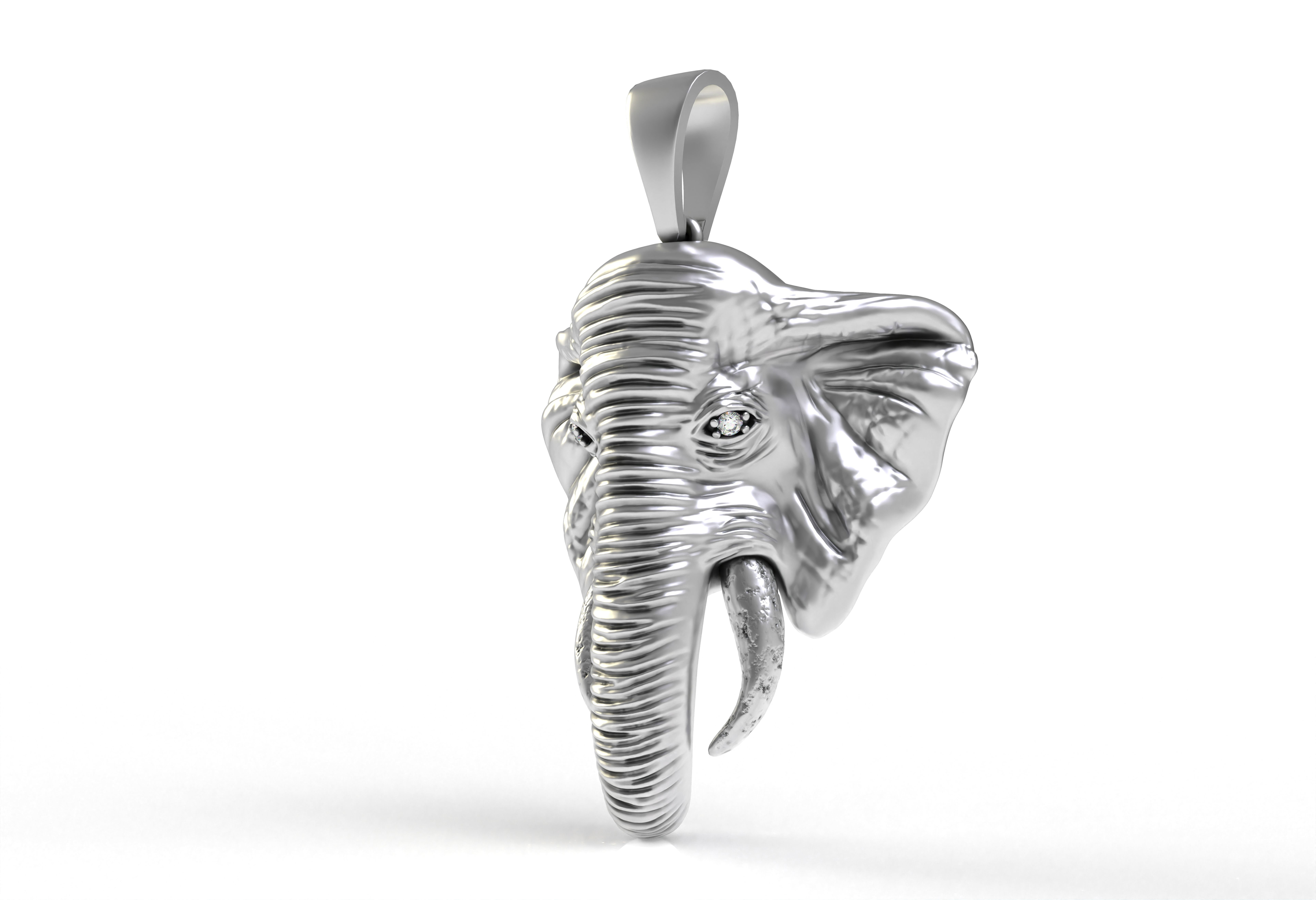 Elephant Head Pendant 3D print model_9