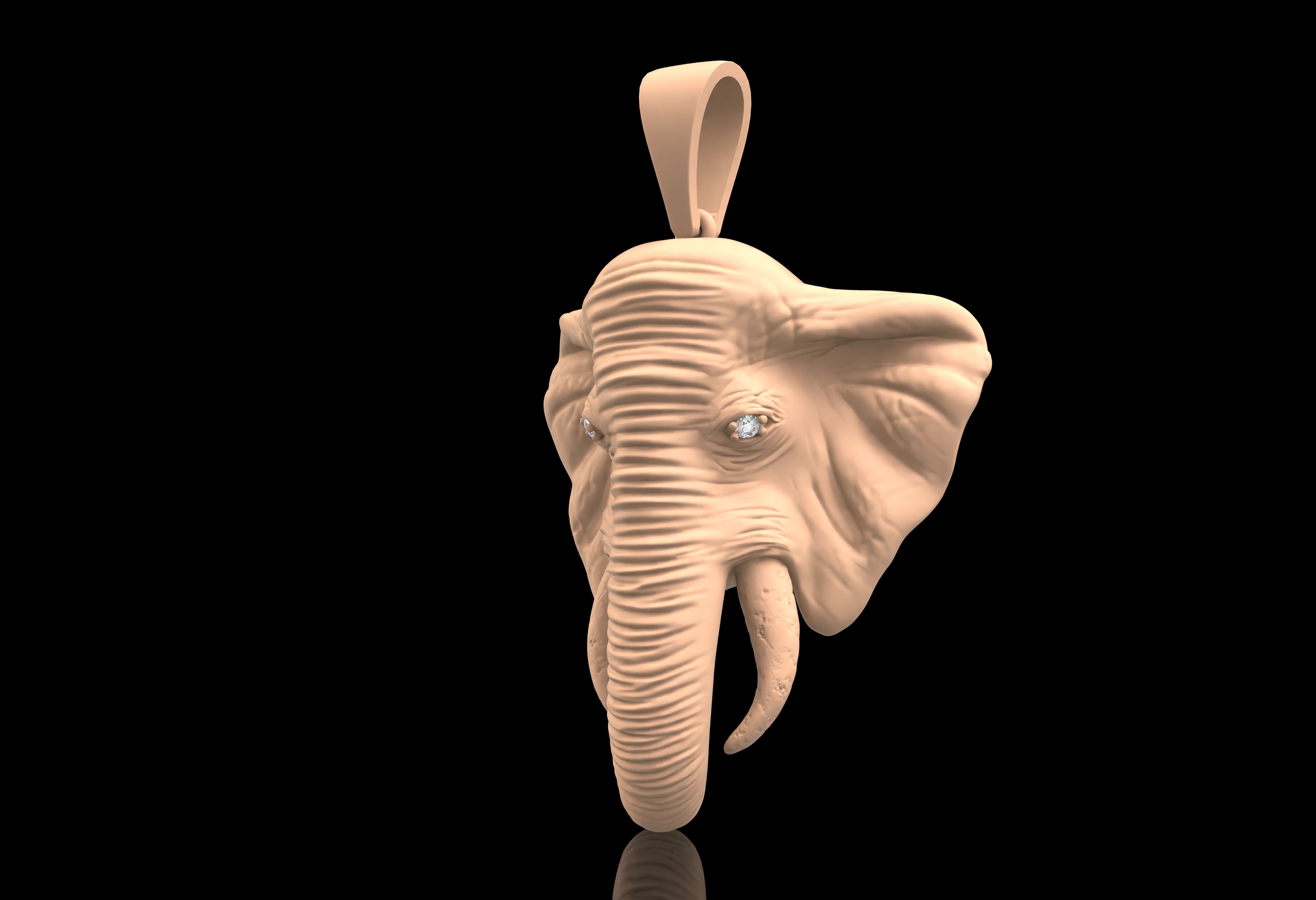 Elephant Head Pendant 3D print model_29